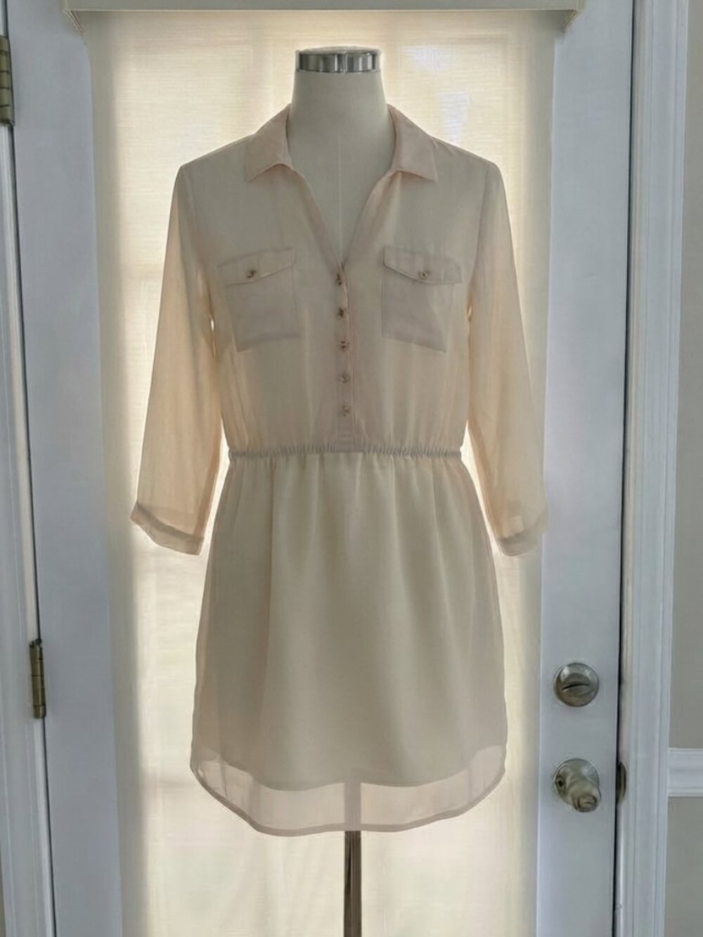 Charlotte Russe Cream Chiffon Utility Dress Size Large L
